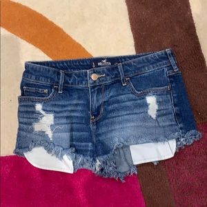 Low rise blue denim shorts